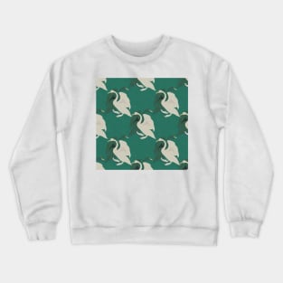 Swans on Vintage Pine Green Crewneck Sweatshirt